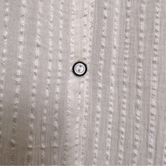 Lucky Brand Ivory Textured Soft Button Up 3/4 Sleeve Decorative Gauzy Blouse - Picture 7 of 12